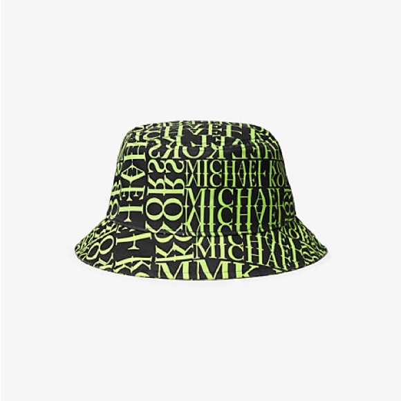 Michael Kors Black and Neon Green Bucket Hat